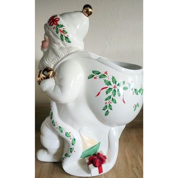 Vintage Lenox Holiday Santa Cookie Jar NO LID Great Planter Or Utensil Holder - Picture 13 of 14